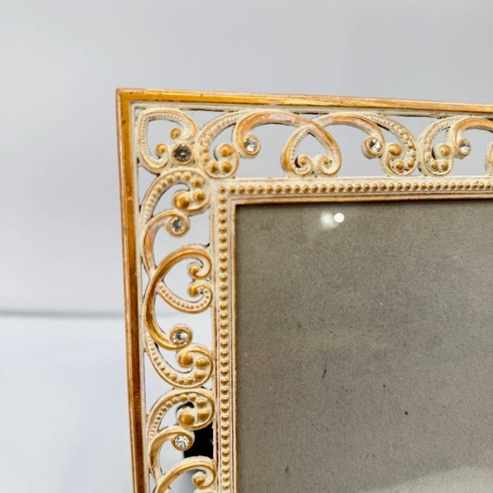 Decorel Picture Frame Gold Filigree Rhinestone Shabby Chic Victorian Decor 5x7